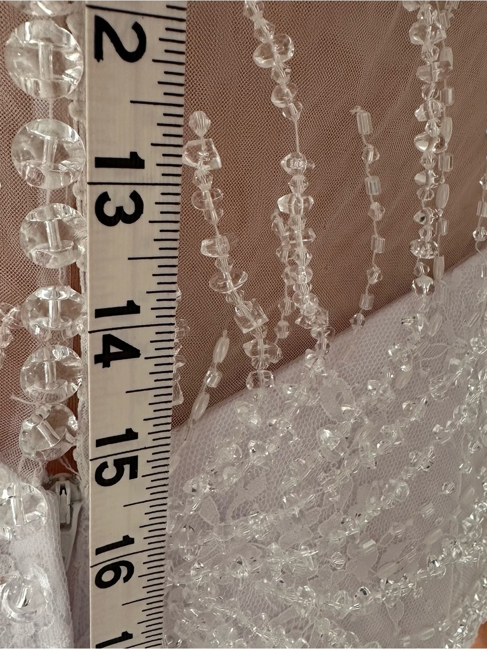 NWOT White Beaded Lace Wedding Dress Long Sleeve Mermaid Gown Sheer Back Train - Picture 14 of 14